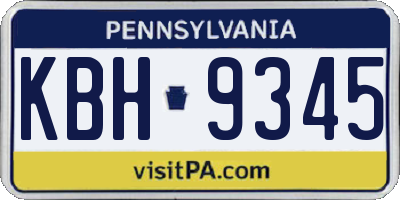 PA license plate KBH9345