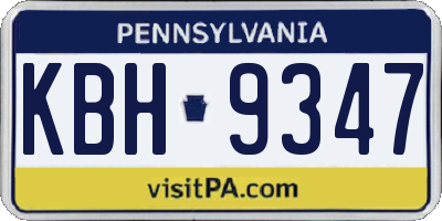 PA license plate KBH9347
