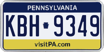 PA license plate KBH9349