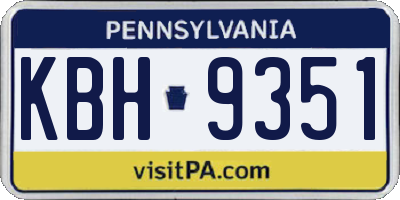 PA license plate KBH9351