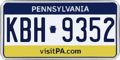 PA license plate KBH9352