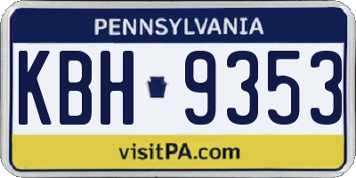 PA license plate KBH9353
