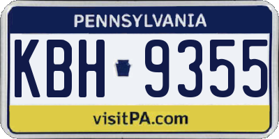 PA license plate KBH9355