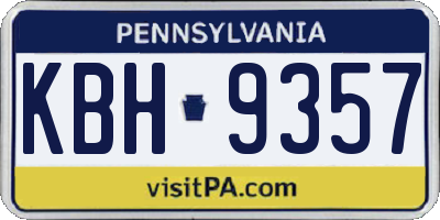 PA license plate KBH9357