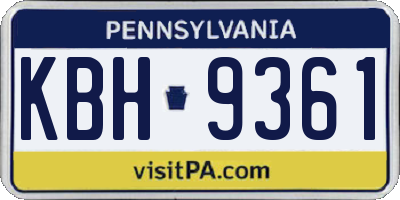 PA license plate KBH9361