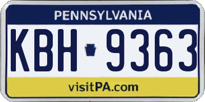 PA license plate KBH9363