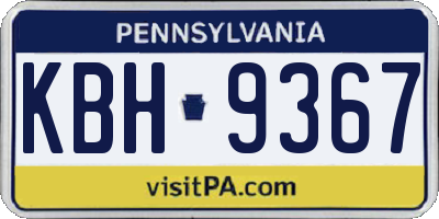 PA license plate KBH9367