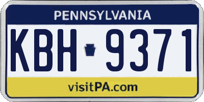 PA license plate KBH9371