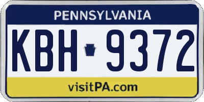 PA license plate KBH9372