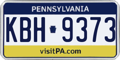 PA license plate KBH9373