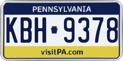 PA license plate KBH9378