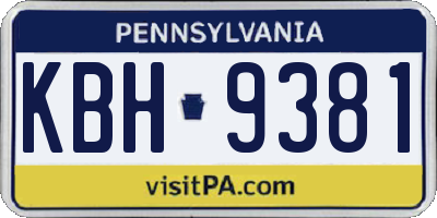 PA license plate KBH9381