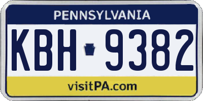 PA license plate KBH9382