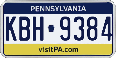 PA license plate KBH9384