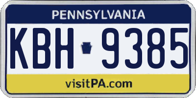 PA license plate KBH9385