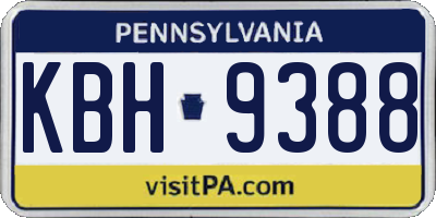 PA license plate KBH9388