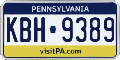 PA license plate KBH9389
