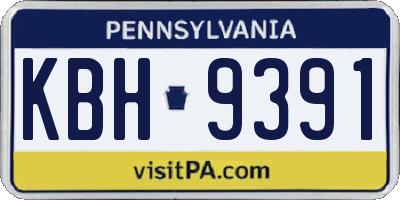 PA license plate KBH9391