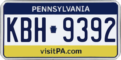 PA license plate KBH9392