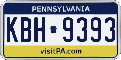 PA license plate KBH9393