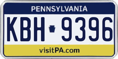 PA license plate KBH9396