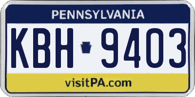 PA license plate KBH9403