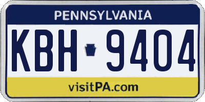 PA license plate KBH9404