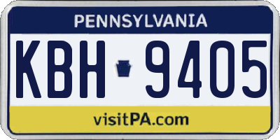 PA license plate KBH9405