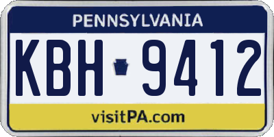 PA license plate KBH9412