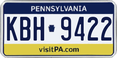 PA license plate KBH9422