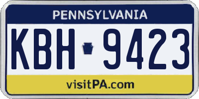 PA license plate KBH9423
