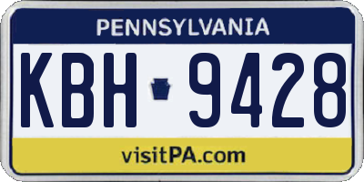 PA license plate KBH9428
