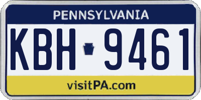 PA license plate KBH9461