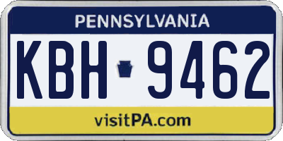PA license plate KBH9462