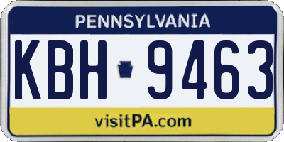 PA license plate KBH9463