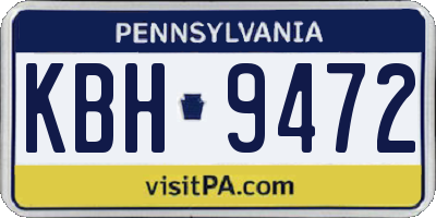 PA license plate KBH9472