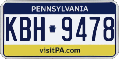 PA license plate KBH9478