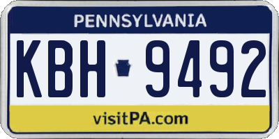 PA license plate KBH9492