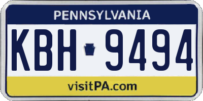 PA license plate KBH9494
