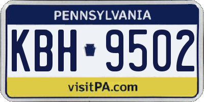 PA license plate KBH9502