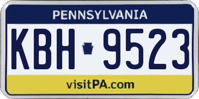 PA license plate KBH9523