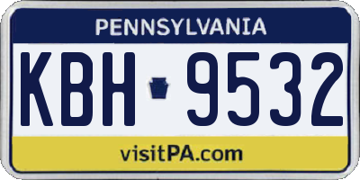 PA license plate KBH9532