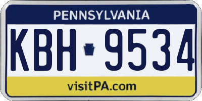 PA license plate KBH9534