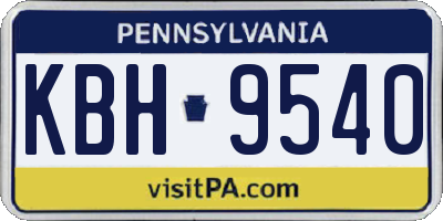 PA license plate KBH9540
