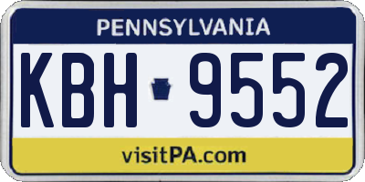 PA license plate KBH9552