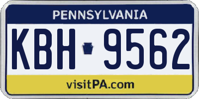 PA license plate KBH9562