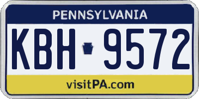PA license plate KBH9572