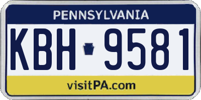 PA license plate KBH9581