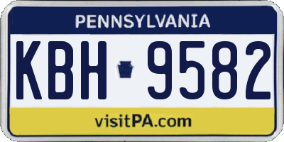 PA license plate KBH9582