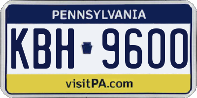 PA license plate KBH9600